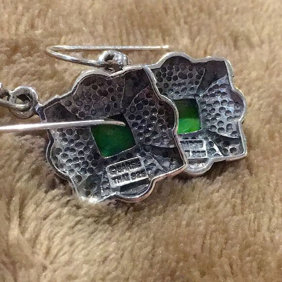 Vintage BARSE Green Turquoise Sterling Silver Earrings - Picture 4 of 4